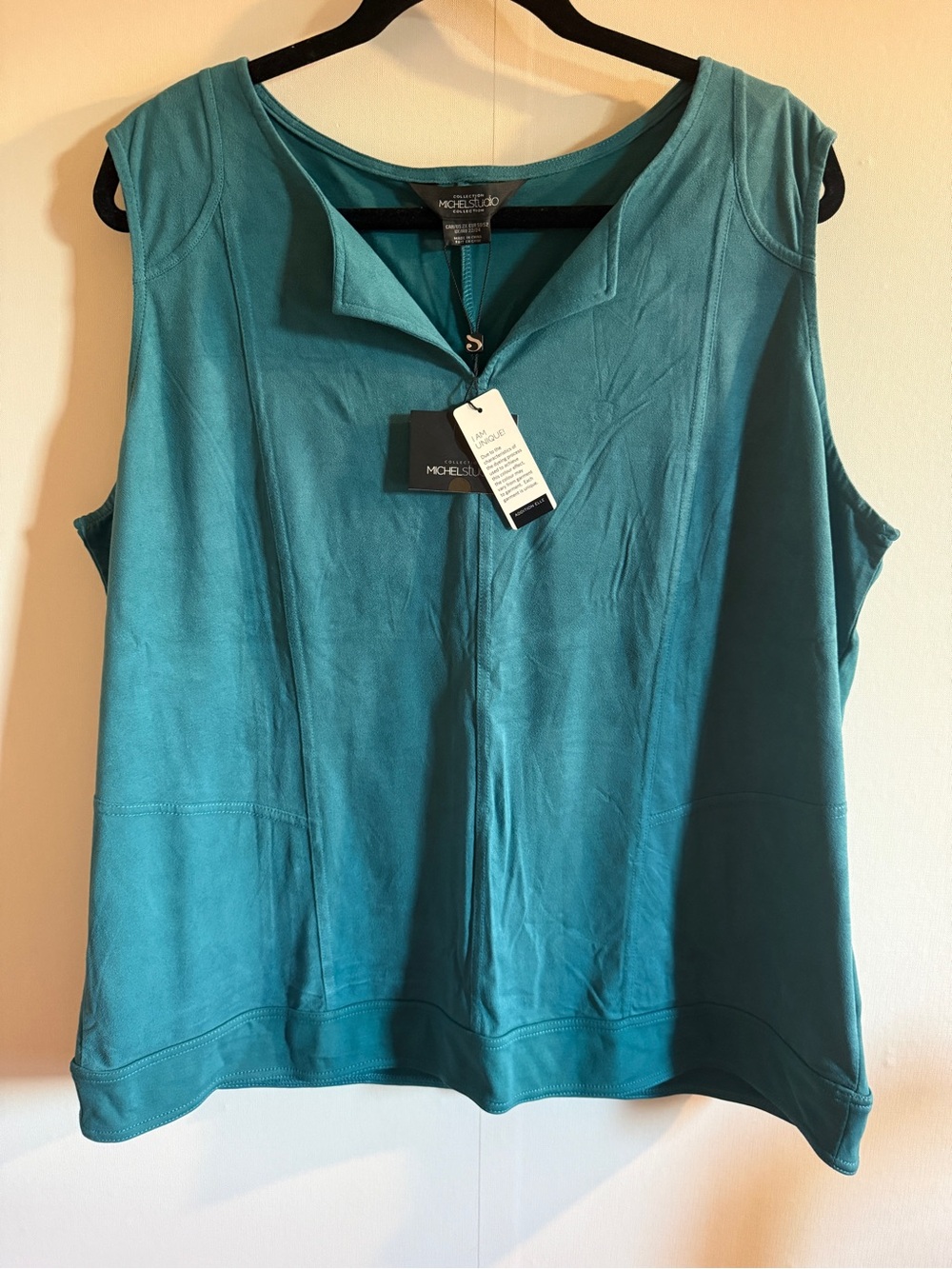 NWT Michel Studio Teal Faux Suede Sleeveless Top Plus Size 2X 22 24